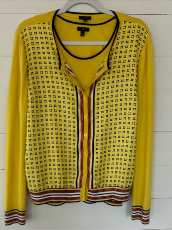 Talbots Sweaters - Talbots Women’s 2pc Yellow Cardigan and Shell Set. Size Large Petite.